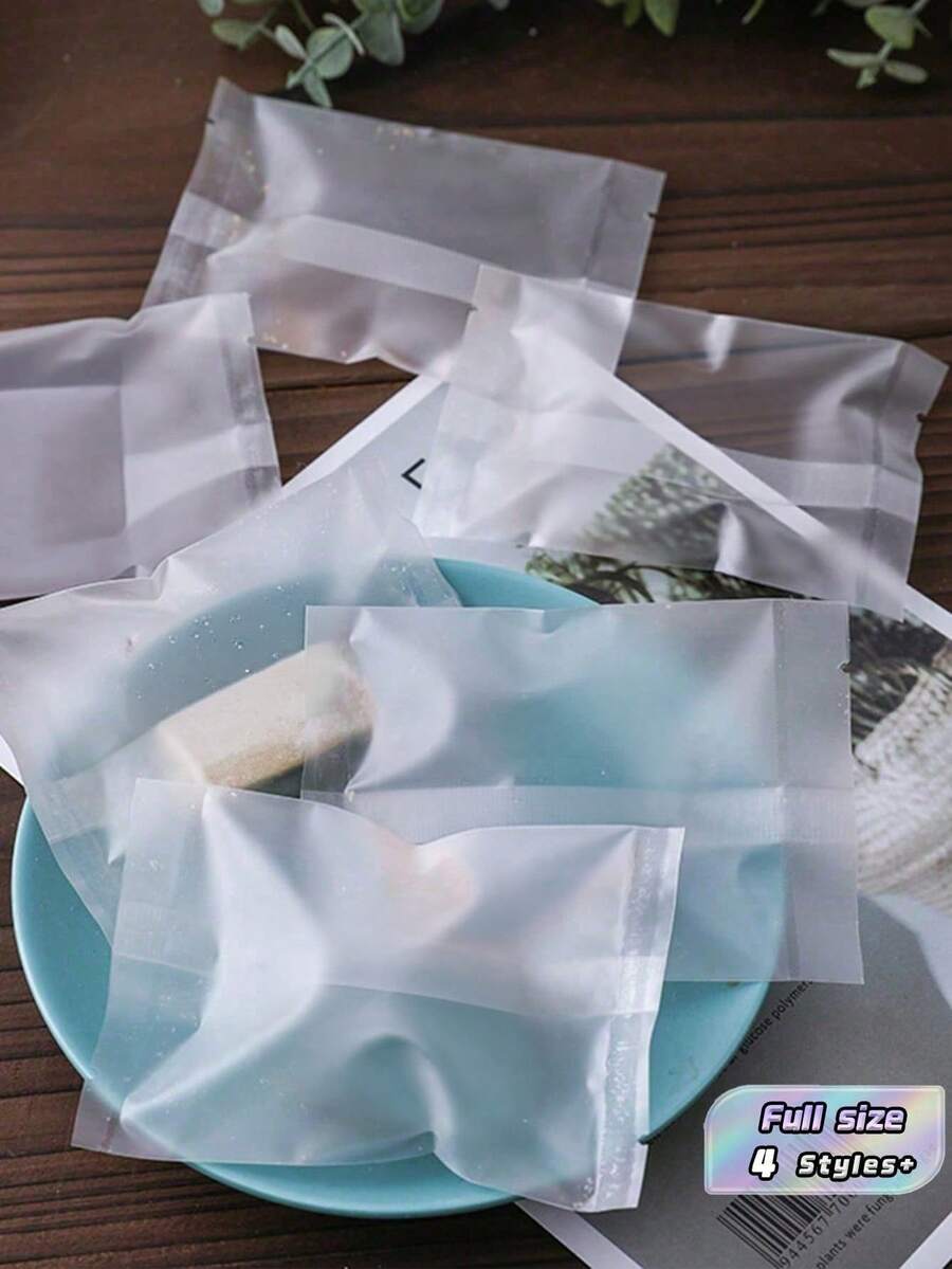 100PCS/Set Bakery Sealing Bags Frosted Transparent Cookie Bags Candy Packaging Gift Wrapping Supplies - Clear - View 1