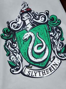 HARRY POTTER X SHEIN 寵物學院風裝扮服飾，連帽披風與背心，貓狗通用四季款，XXS-XXXXXL 多尺寸，徽章印花，透氣親膚，適合節日派對、主題聚會，貓狗趣味玩耍穿著 - 黑灰色 - 查看 4