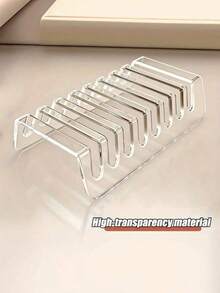 Clear Acrylic Plate Holder, 6/8 Slots Dish Storage Rack, Transparent Plate Drying Organizer Stand, Cabinet Countertop Plate Sorting Holder For Kitchen Tableware Storage - Multicolor - View 4