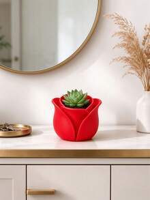 1pc Flower Pot, Rose & Succulent Planter, All‑Season Gardening Pot, Valentine Table Balcony Home Decor Ornament - Multicolor 1 - View 8