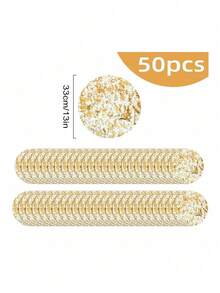 1 Set Disposable Gold Placemats, 13-Inch Round Gold Foil Mesh Pressed Autumn Dining Table Mats, Gold Metal Thin Net Table Flags, Suitable For Home Decor, Dining Table, Wedding, Birthday Party - Multicolor - View 11