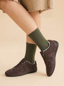 CUCCOO EASI Women's Casual Flat Versatile Sneakers For Daily Wear For Christmas Back To School - dark brown - View 3