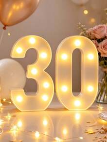 LED Number Sign Light, Warm Light Up Digital Lamp, Reusable Number Lights For Birthday Party, New Year Holiday Decor, Home Tabletop Decorative Light - Big white number - View 26