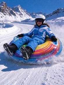 1件成人用PVC充氣雪圈，圓形加厚充氣雪橇，戶外冬季雪地滑雪圈 - N - 查看 9