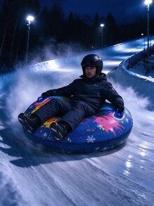 1件成人用PVC充氣雪圈，圓形加厚充氣雪橇，戶外冬季雪地滑雪圈 - N - 查看 10