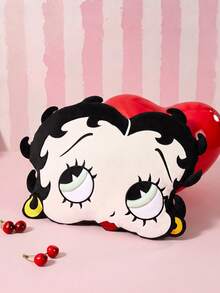 Betty Boop x SHEIN 1pc Cute Cartoon Shaped Decorative Pillow, Suitable For Sofa And Car - Black - View 5