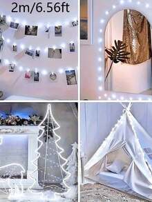 Teckwe 1pc Home Decoration LED Copper Wire String Lights, Battery Powered,Christmas Home Decorative Light String, Christmas Tree Decor LED Fairy String Light,Flexible Silver Wire Decorative Lights For Christmas Bedroom Wedding Party Home Decoration - Copper wire - View 23