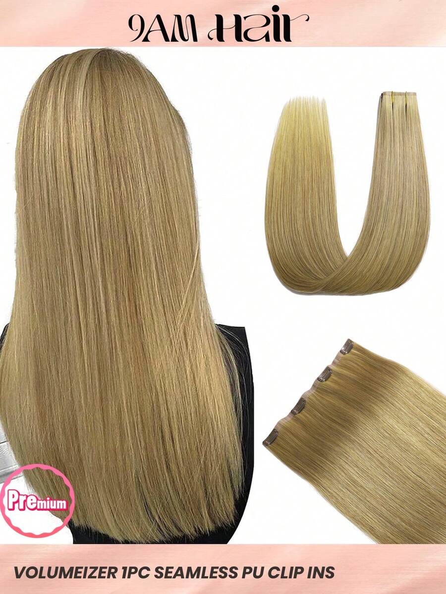 Seamless Clip Ins 丰盈接发 55克 1片 27号焦糖棕色 100%高品质毛鳞片顺滑 Remy真人发 无痕PU夹式接发 - S27 - 查看 1