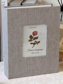 SHEIN 200 Pockets Photo Album Linen Cover DIY Writable Large Scrapbook Album 4x6 Photos Slip-In Picture Albums Children Growth - Multicolor - View 8