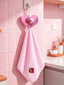 Strawberry Shortcake X SHEIN Three-Dimensional Cartoon Hanging Hand Towel - Pink - View 1