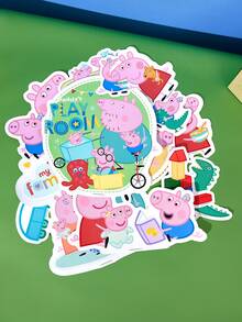 Peppa Pig X SHEIN Cartoon Stickers, Suitable For Water Bottles, Mobile Phones, Protective Cases, Laptops, Skateboards, Refrigerators, Etc., Gifts - Peppa Pig - View 3