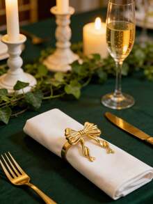 12/6/2/1pc Gold Bow Tassel Napkin Rings, Exquisite Metal Napkin Holders, Elegant Dining Supplies, Suitable For Weddings, Restaurant Decor, Home Gatherings, Banquets, Holiday Parties, Fit For All Dining Occasions Table Setting - Multicolor - View 4