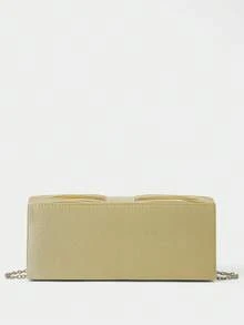 SHECARRY Ladies' Fashion Gold Satin Pleated Clutch Bag, Exquisite Rhinestone Square Buckle, For Parties, Dinners, Festivals, Weddings, Dress Matching - Gold - View 4