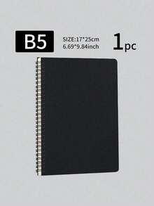 1pc A5 B5 Size Kraft Paper Spiral Notebook Thickened Paper Durable Writing Journal Office Notepad For Student School Daily Record Planning Note Taking Stationery Supplies - Black - View 11
