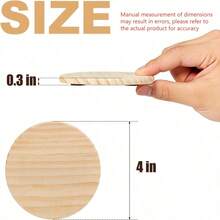 5/10pcs Round/Square 4 Inch Blank Wooden Cup Coasters With Anti-Slip Foam Pads, For DIY Color Painting, Wood Carving Home Decorations - Wooden Coasters - View 7