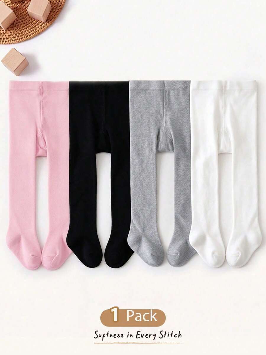 Cozy Pixies 1 Pair Of Baby Solid Color Children's One-Piece Socks Versatile Simple Style Basic Versatile Baby Girl And Baby One-Piece Socks - Multicolor - View 1