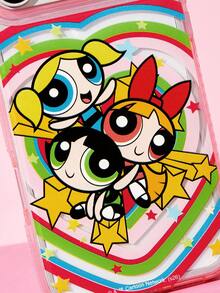 THE POWERPUFF GIRLS X SHEIN Strap Pattern Powder Mobile Phone Case, Anti-Drop Protection IPhone11-17 Mobile Phone Case - Multicolor - View 6