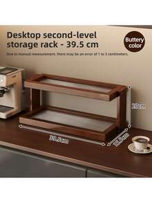 1pc Cup Storage Rack Desktop Organizer Countertop Mug Holder Multi Tier Space Saving Wood Display Shelf Sideboard Kitchen Home Cafe Office - multicolor - View 8