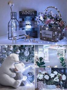 Teckwe 1pc Home Decoration LED Copper Wire String Lights, Battery Powered,Christmas Home Decorative Light String, Christmas Tree Decor LED Fairy String Light,Flexible Silver Wire Decorative Lights For Christmas Bedroom Wedding Party Home Decoration - Copper wire - View 17