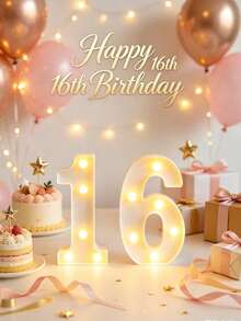 LED Number Sign Light, Warm Light Up Digital Lamp, Reusable Number Lights For Birthday Party, New Year Holiday Decor, Home Tabletop Decorative Light - Big white number - View 8