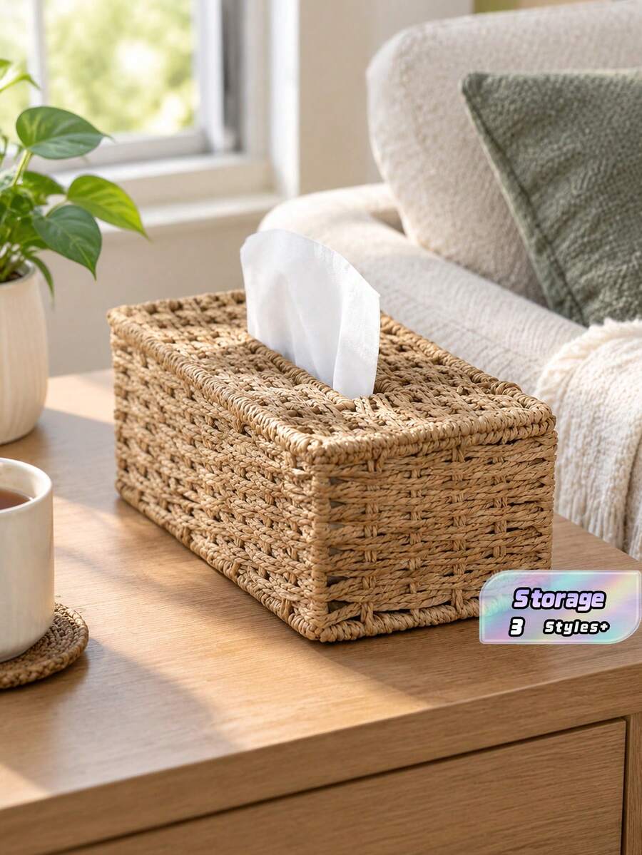 Handmade Woven Tissue Box, Bohemian Style Rectangular Pocket Tissue ...