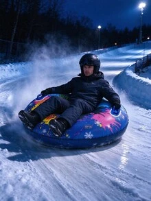 1件成人用PVC充氣雪圈，圓形加厚充氣雪橇，戶外冬季雪地滑雪圈 - N - 查看 7