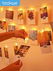 Teckwe Battery Operated Indoor Home Decoration LED Photo Clips Light String,Girls' Room Photo Wall Decor Picture Hanging String Lights, Christmas Decor LED Photo Clips Fairy Light, Wedding Party Photo Display Lights,Picture Card Hanging Clip Fairy Light - Multicolor - View 2