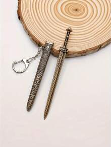 Mini Sword Keychain With Sheath Yellow Iron Decorative Collectible Keyring For Outdoor Leisure Adults 18 Plus Collectors Backpack Pendant Display Gift - Multicolor - View 10