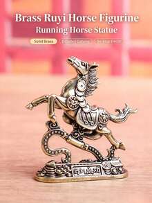 Vintage Brass Galloping Horse Mini Figurine, Retro Coin Decorated Horse Statue, Desktop Animal Metal Ornament, Collectible Craft Tabletop Decor Gift - multicolor - View 6