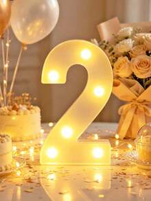 LED Number Sign Light, Warm Light Up Digital Lamp, Reusable Number Lights For Birthday Party, New Year Holiday Decor, Home Tabletop Decorative Light - Big white number - View 19