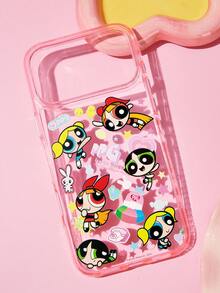 THE POWERPUFF GIRLS X SHEIN 條紋圖案粉色手機殼，防摔保護 11-17 手機殼 - 彩色 - 查看 2