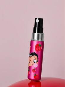 Betty Boop x SHEIN 5ml/0.2oz Pink Refillable Perfume Spray Bottle With Cute Cartoon Design And Strawberry Charm, Mini Portable Atomizer With Bottom-Fill Pump, Transparent Window, Reusable Cosmetic Liquid Bottle For Travel, Airplane Carry-On, Bags And Keychains - Hot Pink - View 6