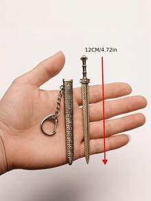 Mini Sword Keychain With Sheath Yellow Iron Decorative Collectible Keyring For Outdoor Leisure Adults 18 Plus Collectors Backpack Pendant Display Gift - Multicolor - View 2