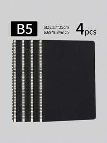 1pc A5 B5 Size Kraft Paper Spiral Notebook Thickened Paper Durable Writing Journal Office Notepad For Student School Daily Record Planning Note Taking Stationery Supplies - Black - View 9