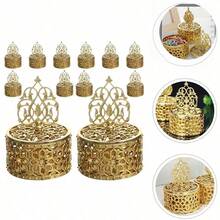 15/10/5pcs Gold Mini Candy Jars With Lids - Plastic Containers With Royal And Floral Patterns, Suitable For Wedding Favors, Bridal Shower, Candy Bar Snacks - Decorative Mini Jars With Gold Lids, Appreciation Gifts - multicolor - View 2