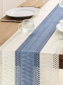1pc Boho Table Runner Macrame Table Runners For Home Decor ,Cream & Brown Macrame Table Runner With Tassels For Boho Dining Bedroom Decor Rustic Bridal Shower,Farmhouse Rustic Table Runner,Place Mat,Thanksgiving Christmas Home Decor (Multiple Sizes Available) - Figure eight sky blue - View 9