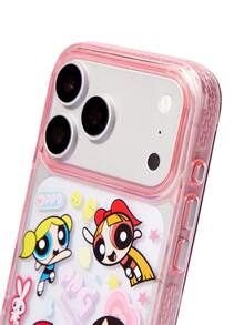 THE POWERPUFF GIRLS X SHEIN 條紋圖案粉色手機殼，防摔保護 11-17 手機殼 - 彩色 - 查看 4