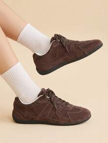 CUCCOO EASI Women's Casual Flat Versatile Sneakers For Daily Wear For Christmas Back To School - red brown - View 5