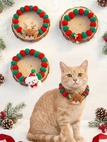 PETSIN 1 Piece, Christmas Pet Fur Ball Collar, Fun And Cute Holiday-Themed Necklace With Bells, Suitable For Small And Medium-Sized Pets - Multicolor - View 5
