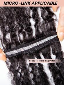 Butterfly Weft Afro Kinky Curly Micro Link Hair Extensions Dual-Sided Wefts 100% Remy Human Hair Natural Color Double Layered Weft Crochet Human Hair Extension Micro Loop Hair Natural Blend For Women Daily Use - Natural Black - View 5