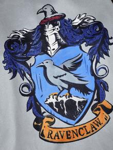 HARRY POTTER X SHEIN 寵物學院風裝扮服飾，連帽披風與背心，貓狗通用四季款，XXS-XXXXXL 多尺寸，徽章印花，透氣親膚，適合節日派對、主題聚會，貓狗趣味玩耍穿著 - 黑灰色 - 查看 5