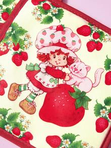 Strawberry Shortcake X SHEIN 1pc/2 Pcs Cute Cartoon Print Kitchen Insulation Set, Insulation Mat, A Must For Kitchen Baking, Effectively Isolating Heat Sources, Single/Combination - Beige - View 4