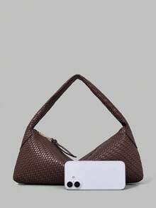 Ontre Women's Fashion Brown Handbag, Vintage Vacation Woven Embossed Shoulder Bag For Daily, Commuting, Shopping, Vacation, Travel - Coffee - View 3