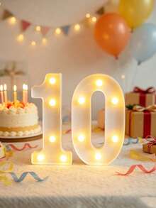 LED Number Sign Light, Warm Light Up Digital Lamp, Reusable Number Lights For Birthday Party, New Year Holiday Decor, Home Tabletop Decorative Light - Big white number - View 18