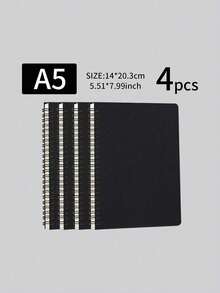 1pc A5 B5 Size Kraft Paper Spiral Notebook Thickened Paper Durable Writing Journal Office Notepad For Student School Daily Record Planning Note Taking Stationery Supplies - Black - View 13