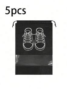 1/5Pcs Shoe Storage Bag, Dustproof Drawstring Shoes Pouch, Non-Woven Travel Shoes Organize For Outdoor Home Use, Moisture-Proof Transparent Cover Sets For Travel And Storage Uses Sets For Home Uses Sets - Multicolor - View 10