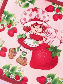 Strawberry Shortcake X SHEIN 1pc/2 Pcs Cute Cartoon Print Kitchen Insulation Set, Insulation Mat, A Must For Kitchen Baking, Effectively Isolating Heat Sources, Single/Combination - Pink - View 5