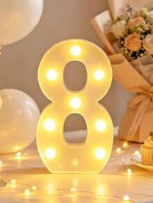 LED Number Sign Light, Warm Light Up Digital Lamp, Reusable Number Lights For Birthday Party, New Year Holiday Decor, Home Tabletop Decorative Light - Big white number - View 21
