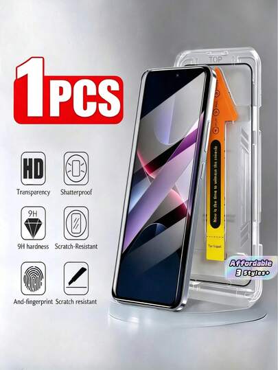 1 Pc,High-Definition Dust-Free Tempered Glass Screen Protector, Shockproof And Scratch-Resistant, With 9H Hardness, No Bubbles, Automatically Adheres, Easy To Install, Mobile Phone Protector Film