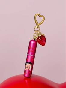 Betty Boop x SHEIN 5ml/0.2oz Pink Refillable Perfume Spray Bottle With Cute Cartoon Design And Strawberry Charm, Mini Portable Atomizer With Bottom-Fill Pump, Transparent Window, Reusable Cosmetic Liquid Bottle For Travel, Airplane Carry-On, Bags And Keychains - Hot Pink - View 5